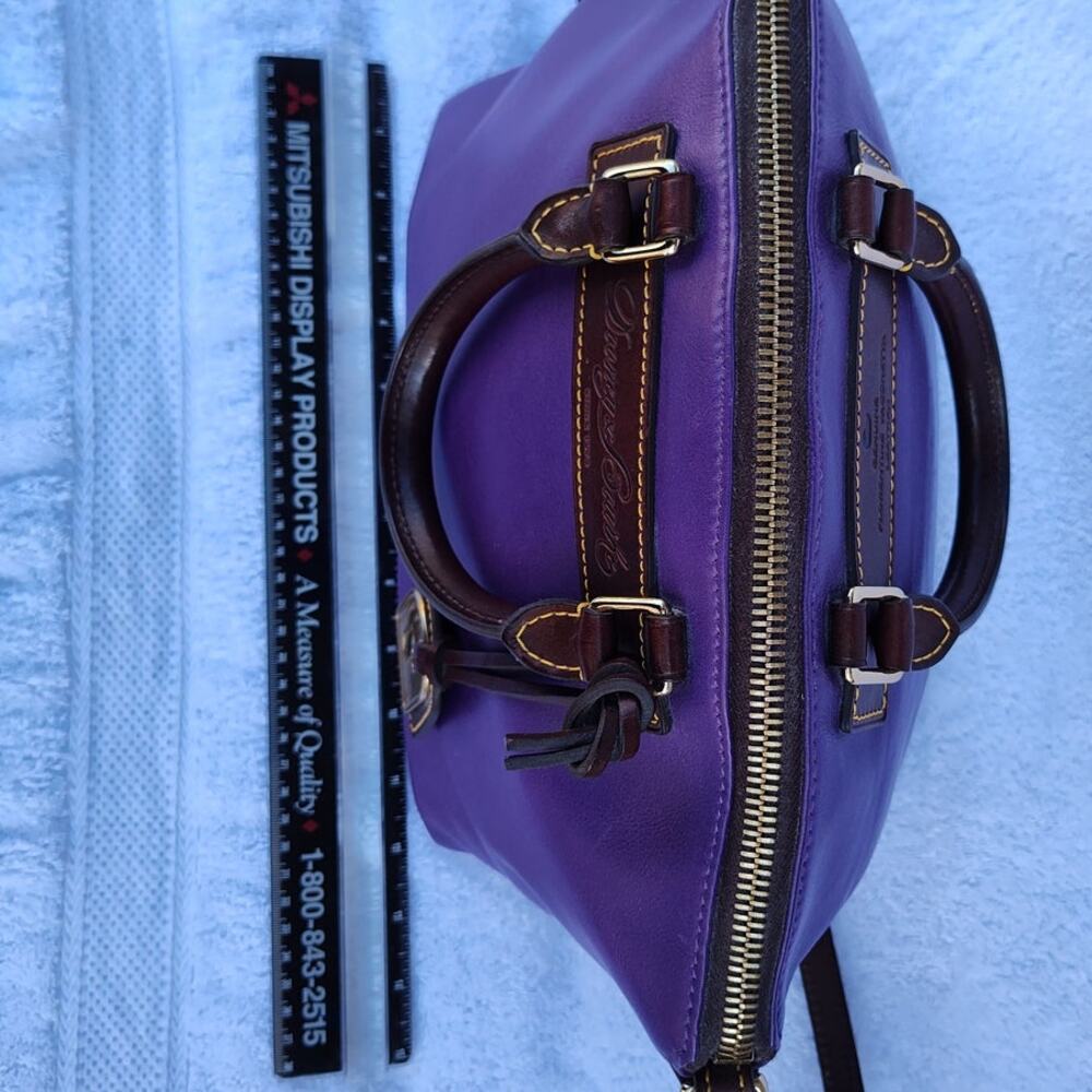 Dooney & Bourke Leather Purse Shoulder Bag, Handbag Purple w/ Dark Trim - Picture 12 of 17